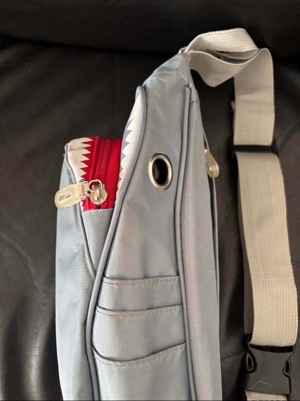 JAWS Grey White Shark Sling Bag and Pink Tote Bag Sawfish “Let Me Do It For You" - Picture 6 of 15